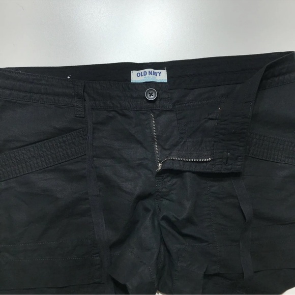 OLD NAVY Black Linen Safari Shorts w Drawstring Waist - Size 8 - Picture 10 of 11